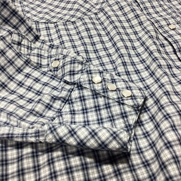 Lakin McKey Trading Co By Key Long Sleeve Blue Plaid Pearl Snap Shirt 2XLR - Picture 7 of 12